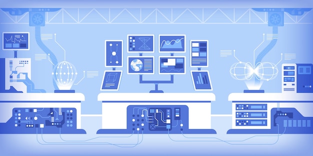 Intérieur de laboratoire de recherche scientifique avec technologie robotique