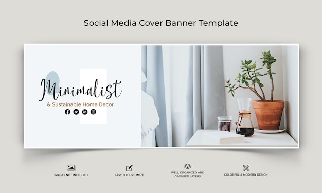 Intérieur Modèle De Bannière De Couverture Facebook Médias Sociaux Minimal Vecteur Premium