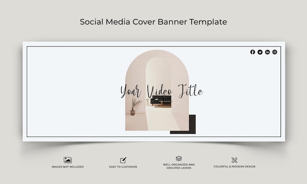 Intérieur Modèle De Bannière De Couverture Facebook Médias Sociaux Minimal Vecteur Premium