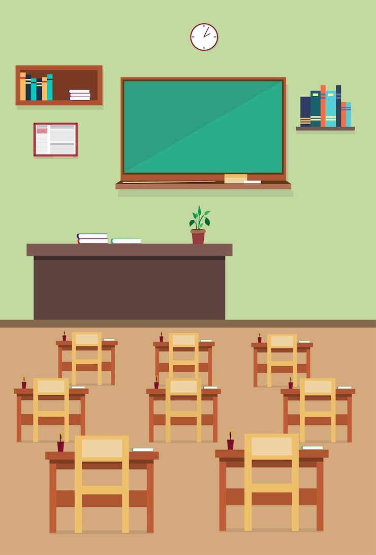 Vecteur intérieur de la salle de classe de l&#39;école vide