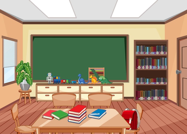 Intérieur de la salle de classe avec tableau