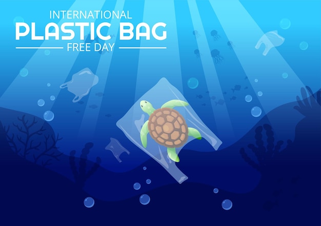 International Plastic Bag Free Day Vector Illustration Avec Go Green In Eco Lifestyle Flat Cartoon