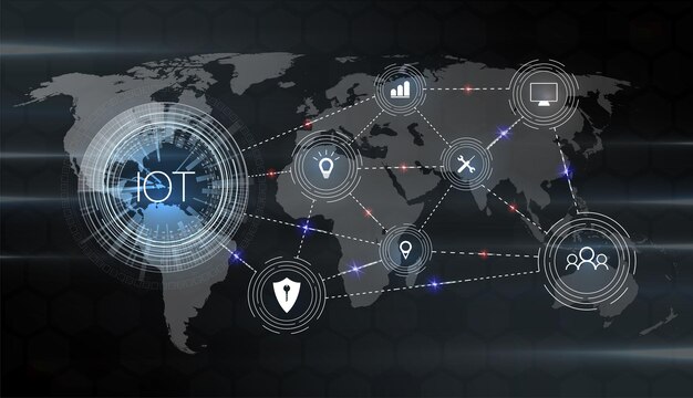 Internet Des Objets Désignation De L'interaction Des Objets Dans Le Monde Vecteur