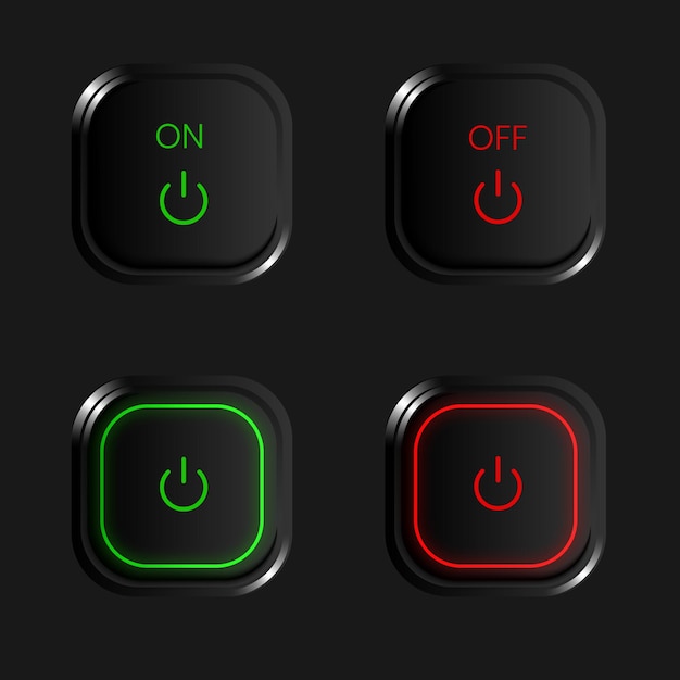 Vecteur interrupteur marche/arrêt collection de boutons 3d