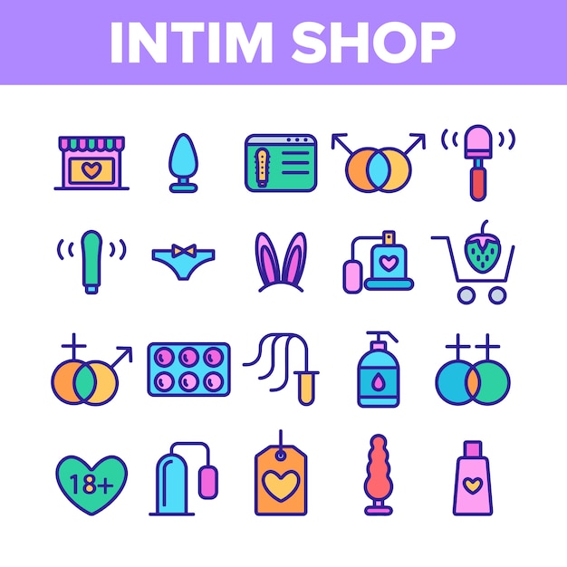 Intim Shop Elements Icons Set