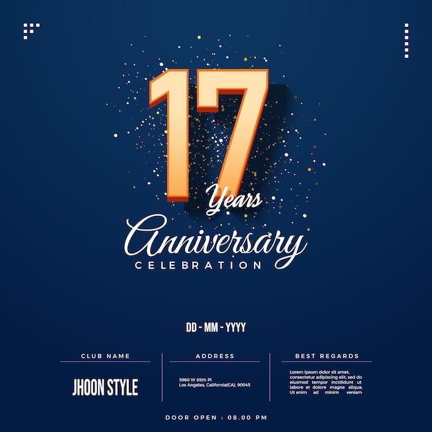 Invitation 17e anniversaire avec date et nom du club