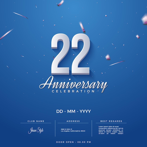 Invitation 22e anniversaire avec nom et date du club