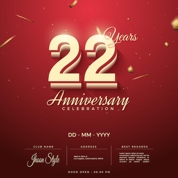 Invitation 22e anniversaire avec numéros bordés