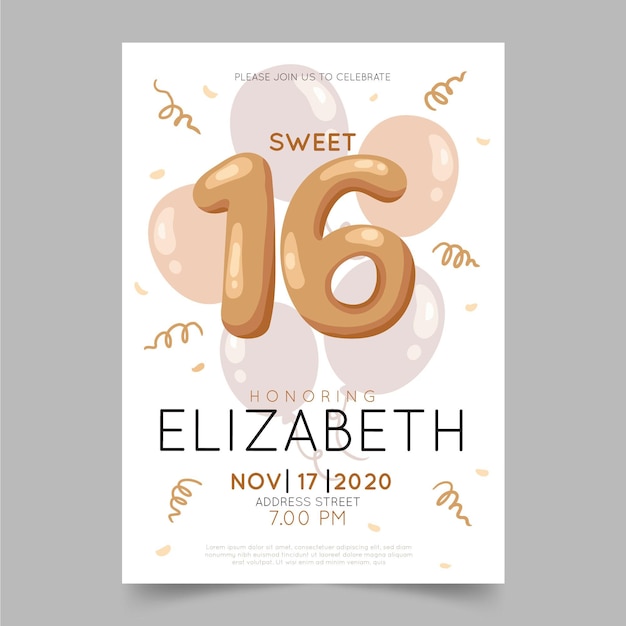 Invitation d'anniversaire Sweet Sixteen
