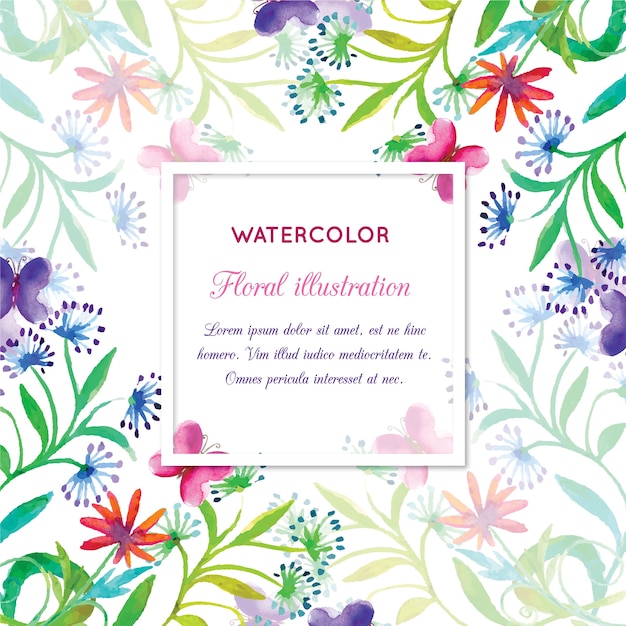 Invitation D'aquarelle Avec Cadre Floral