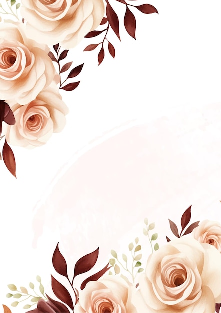 Invitation à l'aquarelle moderne de fond beige et rouge avec des fleurs et des fleurs