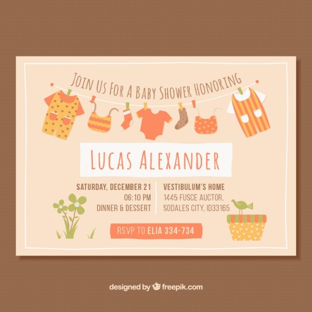 Vecteur invitation de baby shower vintage