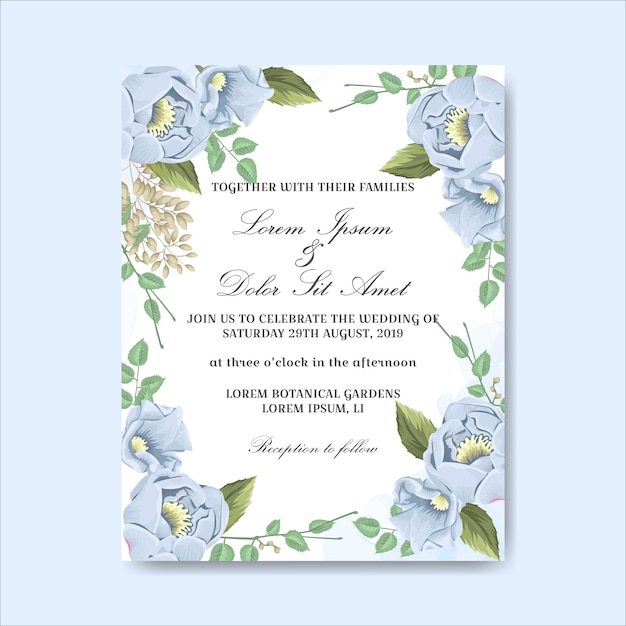 Invitation Carte De Mariage Fleurs Dessinées à La Main