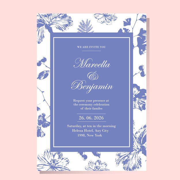 Invitation célébration de mariage carte de conception florale botanique