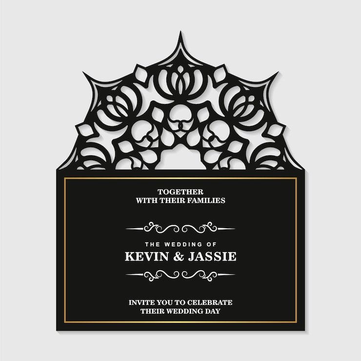 Vecteur invitation de coupe de modèle de mariage