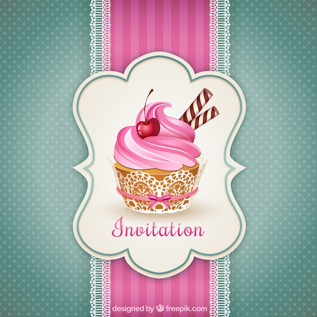 Vecteur invitation de cupcake