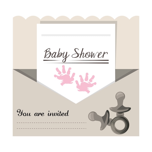 Vecteur invitation de douche de bébé à cadeau accueillir l'enfant