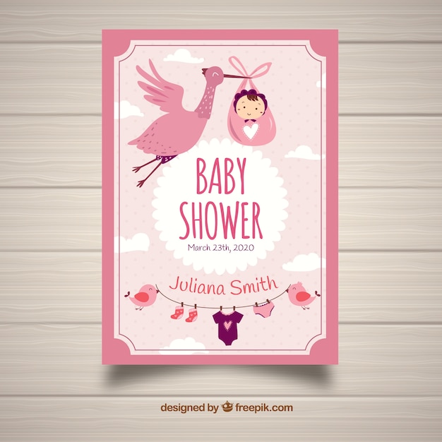 Invitation de douche de bébé dans un style dessiné à la main