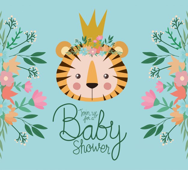 Invitation De Douche De Bébé Avec Dessin Animé Tigre