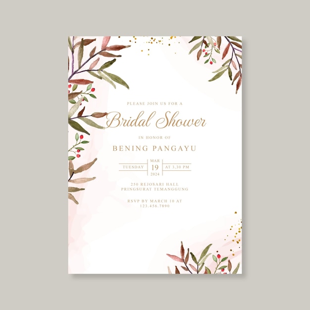 Invitation De Douche Nuptiale Avec Aquarelle Florale