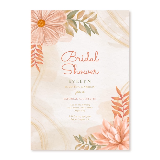 INVITATION DE DOUCHE NUPTIALE AQUARELLE