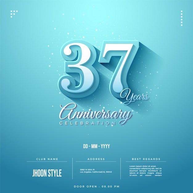 Invitation du 37e anniversaire avec des numéros classiques.