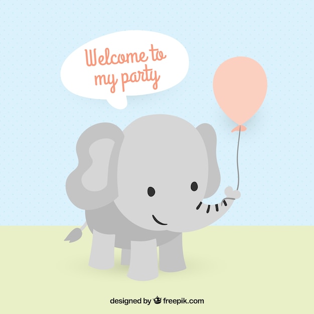 Vecteur invitation d'éléphant mignon pour la fête d'anniversaire