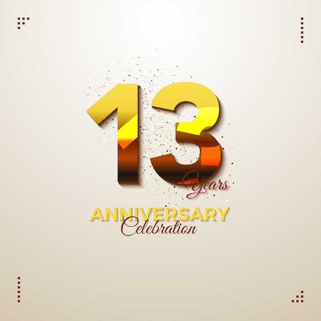 Invitation à une fête du 13e anniversaire avec des chiffres dorés fantaisie