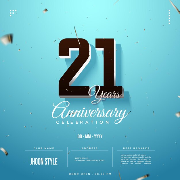 Invitation à la fête du 21e anniversaire avec des numéros 3D