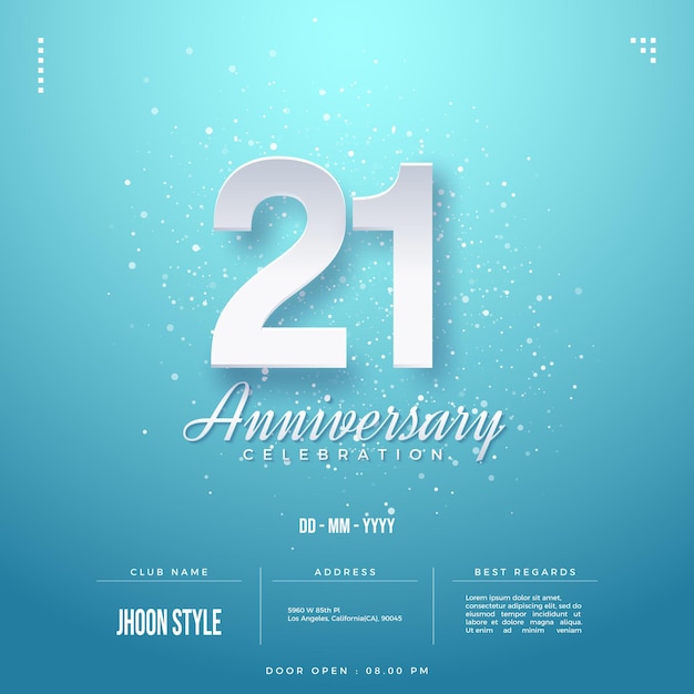 Invitation à une fête du 21e anniversaire avec des numéros découpés en papier