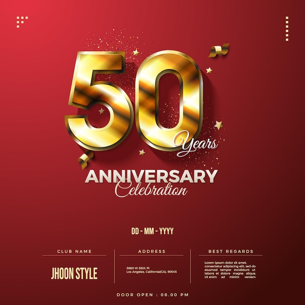 Invitation à Une Fête Du 50e Anniversaire Avec Des Chiffres En Or à Motifs