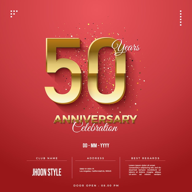 Invitation à une fête du 50e anniversaire avec des numéros d'or gradués