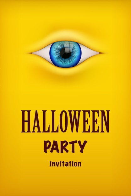 Invitation de fête d'Halloween avec oeil de monstre. Thème jaune. .