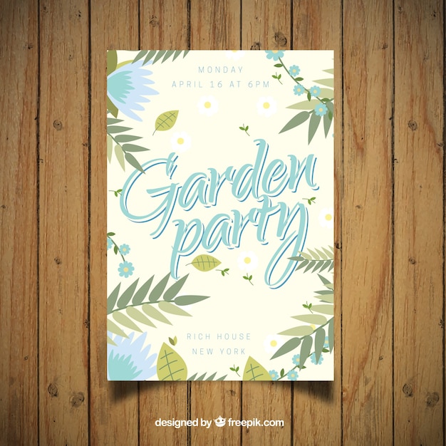 Invitation De Fête De Jardin Avec Des Feuilles De Style Vintage