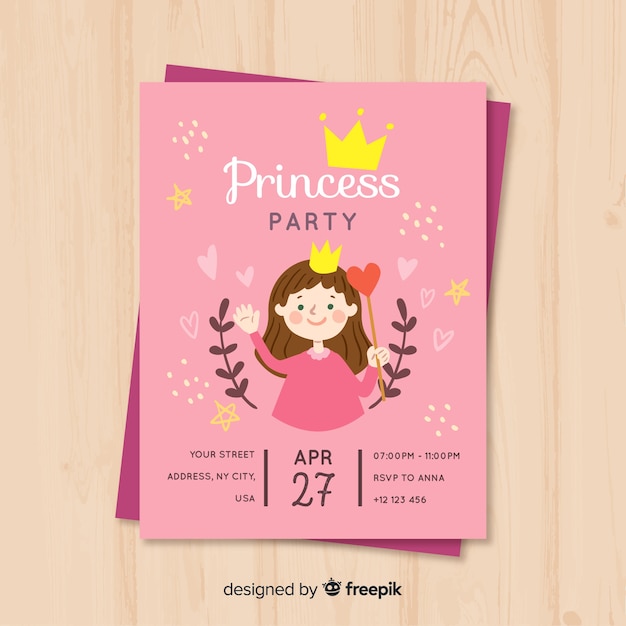 Invitation De Fête Princesse Dessinée à La Main