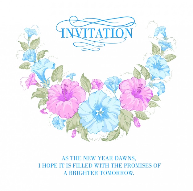 Invitation Avec Des Fleurs Violettes Et Bleues