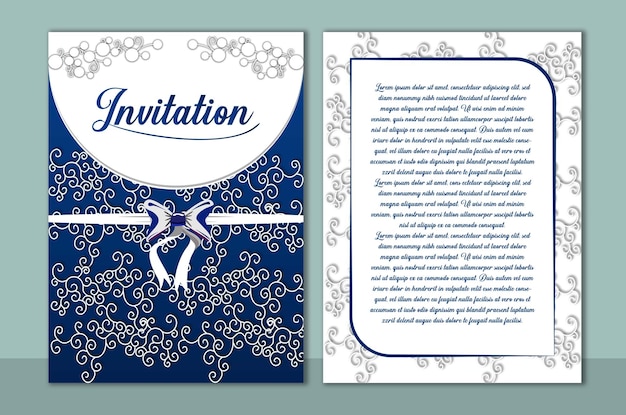 Vecteur invitation florale bleue