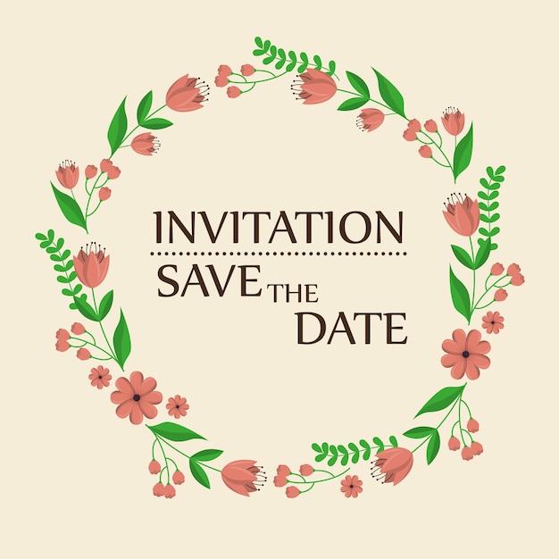 Invitation florale enregistrer la date