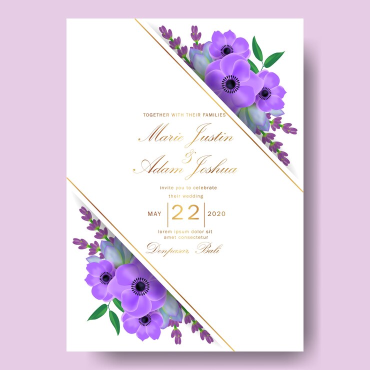 Invitation florale de mariage avec des plantes succulentes
