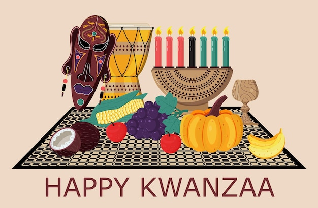 Invitation Happy Kwanzaa Vecteur Happy Kwanza Du 26 Décembre Au 1er Janvier