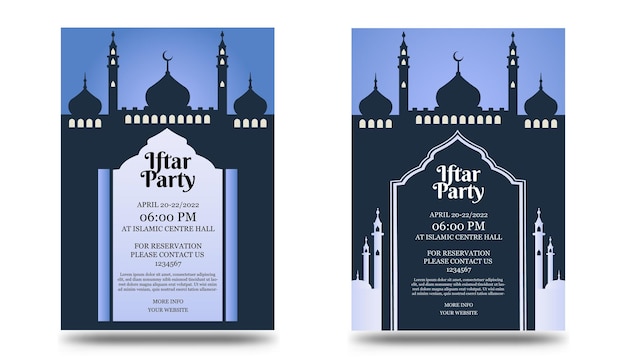 Vecteur invitation à l'iftar avec une belle mosquée et des décorations