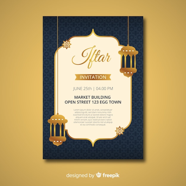 Vecteur invitation iftar plat