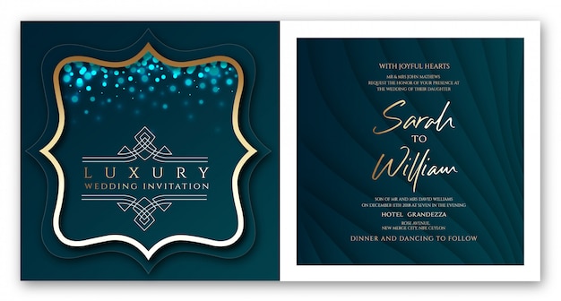 Invitation De Luxe Bleu Verdâtre