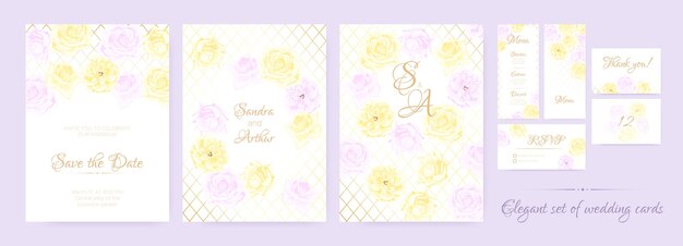 Invitation De Mariage à L'aquarelle Avec Des Cadres De Roses élégants