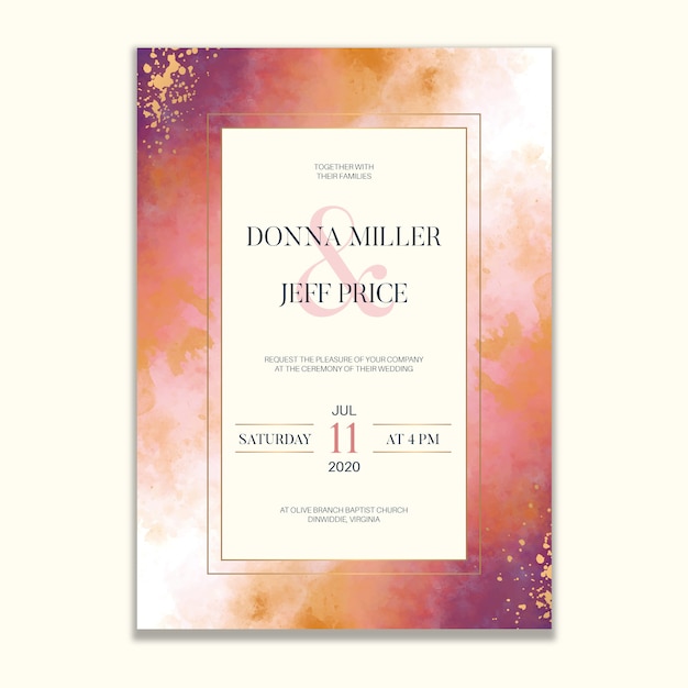 Invitation De Mariage Aquarelle Colorée