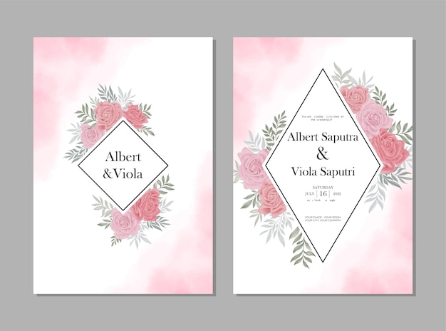 Invitation De Mariage Aquarelle Fleur Rose Rose