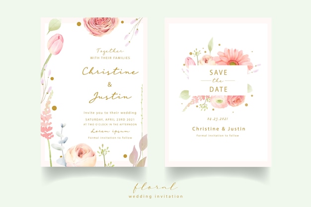 Invitation de mariage aquarelle florale