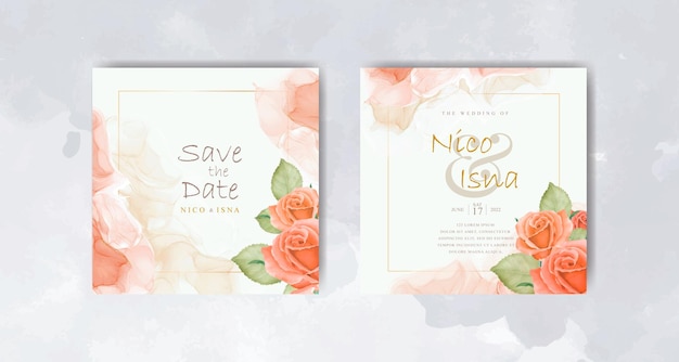 Invitation De Mariage Aquarelle Romantique Et Modèle De Menu