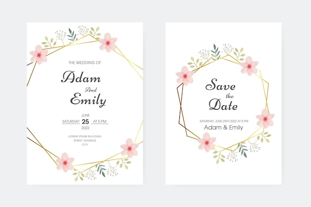 Invitation de mariage aquarelle romantique