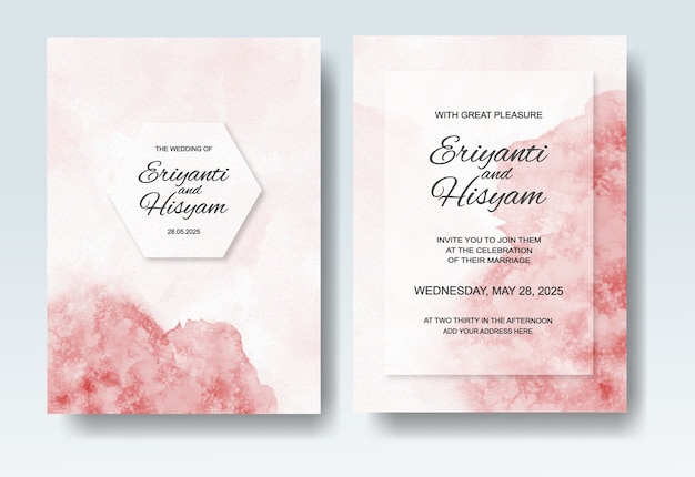 Invitation De Mariage Avec Aquarelle Splash Abstraite